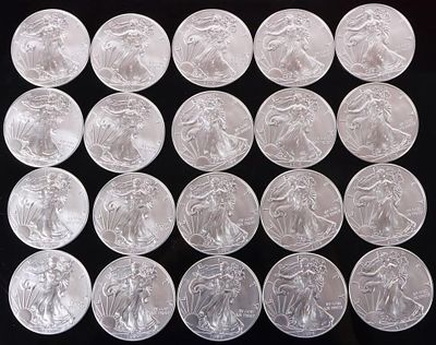 FINE SILVER ROLL OF 20 AMERICAN EAGLES U.S. TREAS. Fine silver roll of 20 American Eagles U.S. 