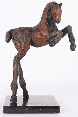 SIRI HOLLANDER BRONZE HORSE REARING SCULPTURE. Siri Hollander (1959-Current, American) Bronze 