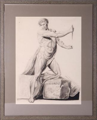 PORTRAIT OF GREEK MAN W/ DAGGER PASTEL ON PAPER. Portrait of Greek man w/ dagger pastel on paper 