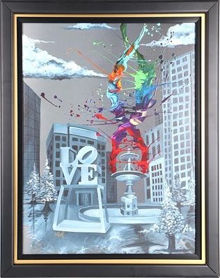 KRE8 2020 "LOVE LIFE" GICLEE EMBELLISHED ON CANVAS. Kevin Vigil (1980-Present, German) (Kre8) 