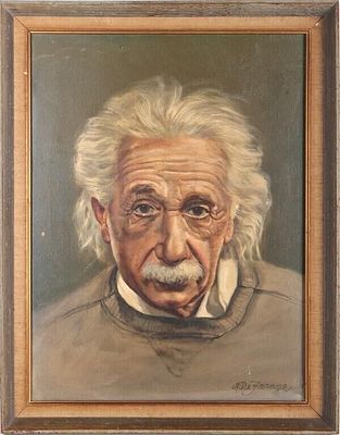 ANTHONY DE FRANGE PORTRAIT OF ALBERT EINSTEIN OIL. Anthony De France (American, 1923-1983) 