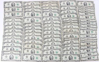 ASSORTED $2 SERIES 1976 JEFFERSON BANKNOTES - (80). Eighty assorted $2 series 1976 Jefferson 