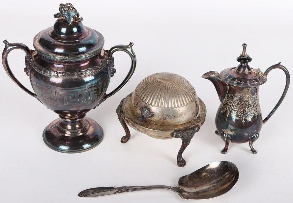 Lot 218154: ANTIQUE SILVER DISHWARE FLATWARE RAIMOND FB ROGERS