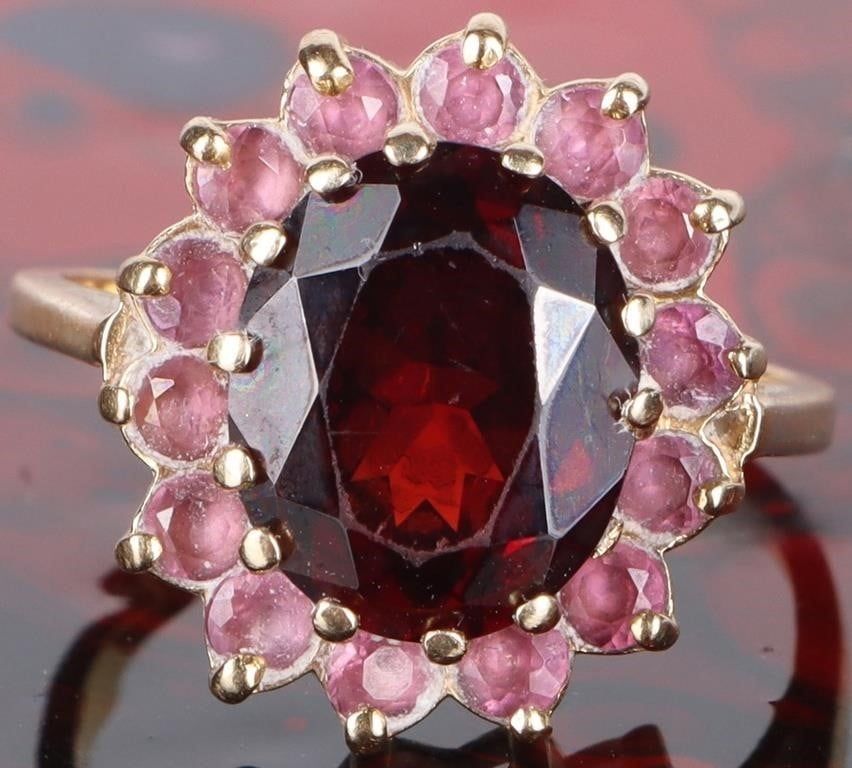 Lot 218172b: 3.0CT GARNET PINK QUARTZ 14K YELLOW GOLD RING