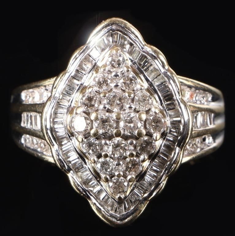 Lot 218173: ~1.21CTW DIAMOND CLUSTER BALLERINA LADIES RING