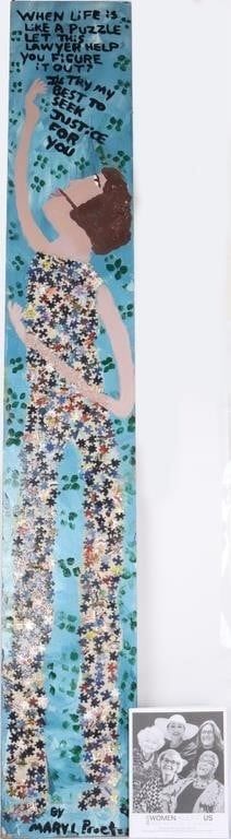 Lot 218199: MARY L. PROCTOR "PUZZLE LAWYER" OIL ON BOARD