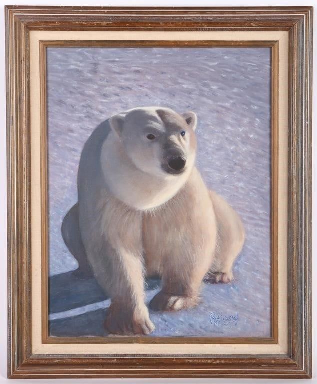 Lot 218203: POLLARD SIGNED POLAR BEAR OIL PAINTING ON CANVAS
