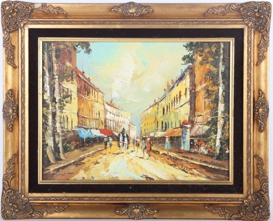 Lot 218205: SIGNED WILSON EUROPEAN STREET SCENE PAINTING