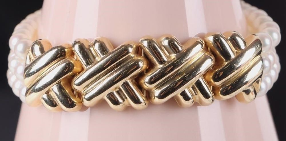 Lot 218218: 14K YELLOW GOLD LADIES BRACELET W/ 92 PEARLS