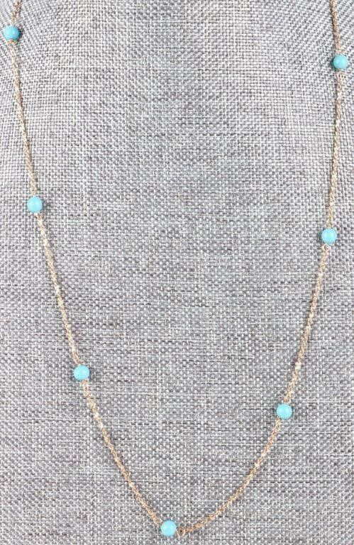 Lot 218225: 18K YELLOW GOLD LADIES NECKLACE W/ TURQUOISE BEADS