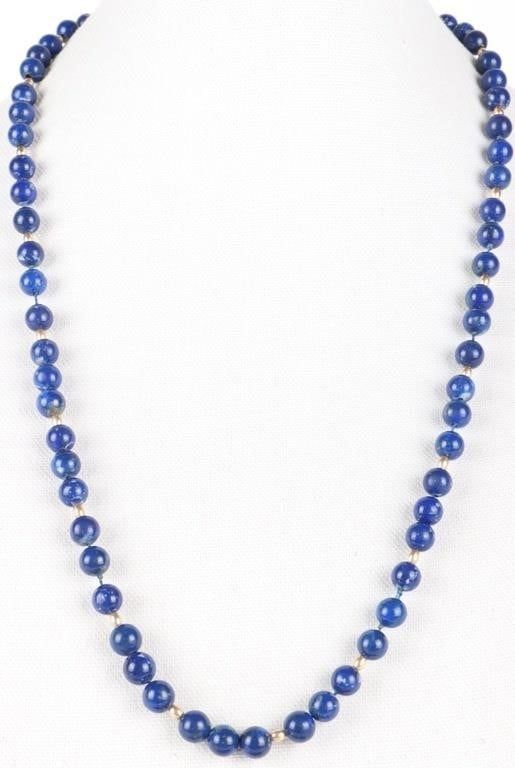 Lot 218226: 18K YELLOW GOLD SODALITE BEAD LADIES NECKLACE