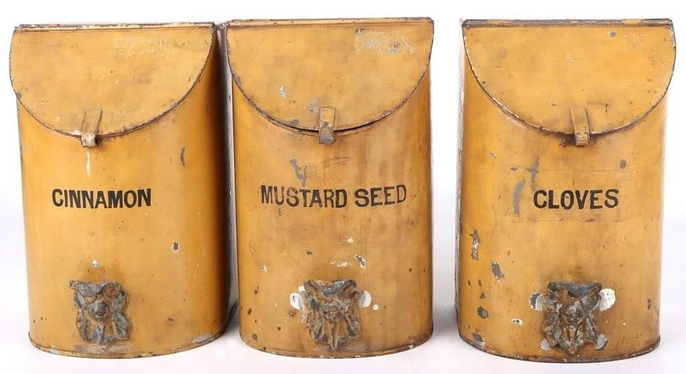 Lot 218464: LARGE ANTIQUE SPICE STORAGE CONTAINERS 1.3LB EA--3