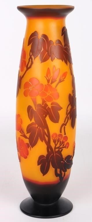 Lot 218473: AFTER E. GALLE NOUVEAU CAMEO RED AMBER FLOWER VASE