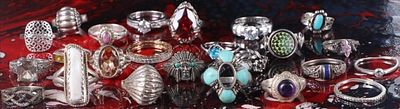 STERLING VINTAGE LADIES RINGS - LOT OF 25 RINGS!. Sterling silver vintage ladies assorted rings 