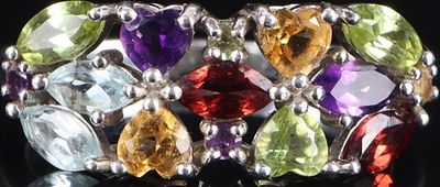 STERLING SILVER AMETHYST TOPAZ CITRINE LADIES RING. Sterling silver amethyst topaz citrine 