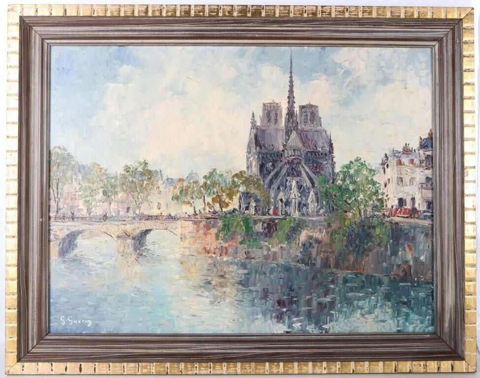 Lot 220365: GEORGES GUÉRIN NOTRE DAME DE PARIS PAINTING 1960'S