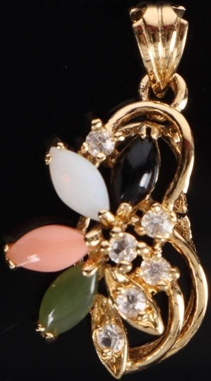 Lot 220370: 10K YELLOW GOLD CZ & STONE LADIES PENDANT