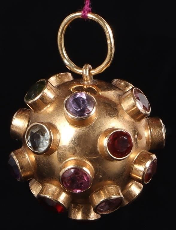 Lot 220392: 18K YELLOW GOLD ASSORTED GEM LADIES PENDANT