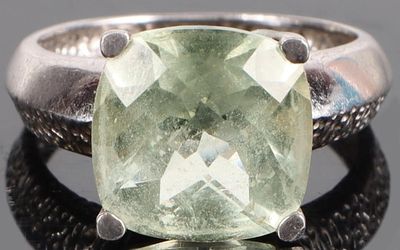 STERLING SILVER CUSHION ROSE AQUA LADIES RING. Sterling silver cushion rose aqua ladies ring. 