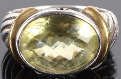 3.5CT OVAL CITRINE STERLING SILVER RING. 3.5 CT oval citrine sterling silver ring with rope 