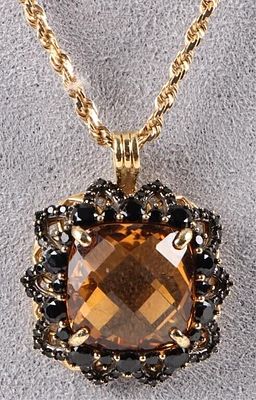 18K YELLOW GOLD FILIGREE CITRINE LADIES NECKLACE. 18K yellow gold filigree citrine ladies 