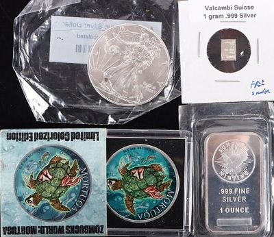 ASSORTED FINE SILVER BULLION ROUNDS/ BARS. Assorted fine silver bullion rounds/ bars to include 