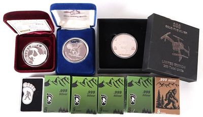 ASSORTED FINE SILVER BULLION BARS/ ROUNDS - (9). Assorted fine silver bullion bars/ rounds to 