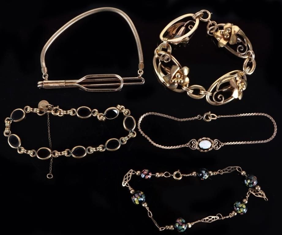Lot 222156: GOLD-FILLED VINTAGE LADIES ASSORTED BRACELETS  (5)