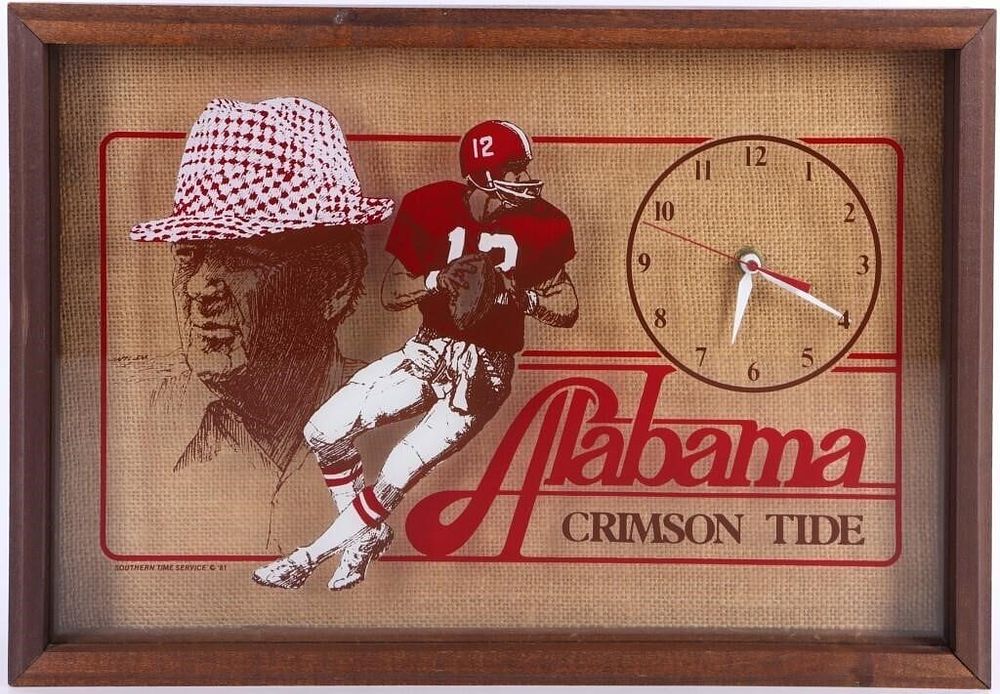 Lot 222172: 1981 VINTAGE UNI. OF ALABAMA CRIMSON TIDE CLOCK