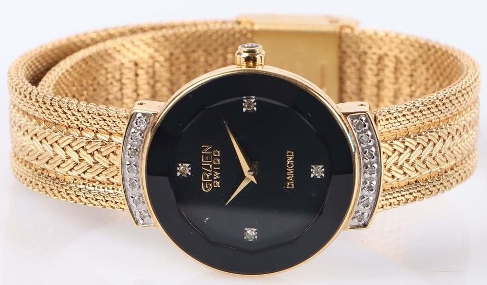 Lot 222179: GRUEN SWISS DIAMOND ACCENT GOLD TONE WOMEN'S WATCH