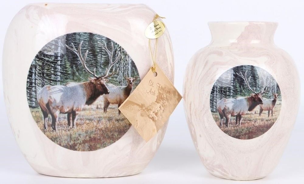 Lot 222196: ST. HELENS ASH WARE COUGAR WA. CERAMIC VASES