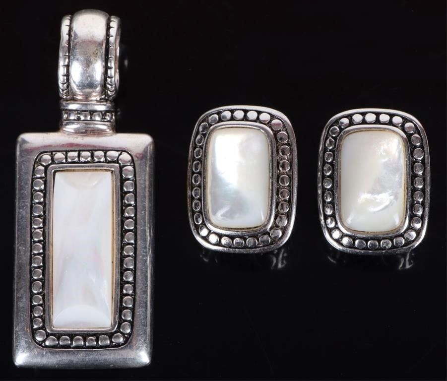 Lot 222201: PREMIER DESIGNS MOTHER OF PEARL PENDANT & EARRINGS