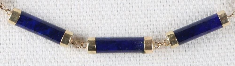 Lot 222217: 14K YELLOW GOLD LADIES NECKLACE W/ BLUE AGATE