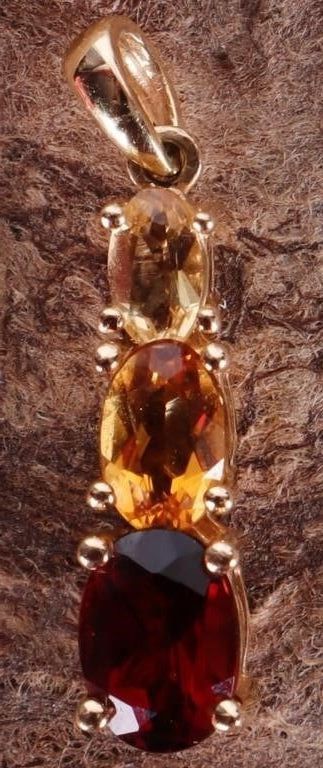 Lot 222218: 14K YELLOW GOLD GARNET CITRINE QUARTZ PENDANT