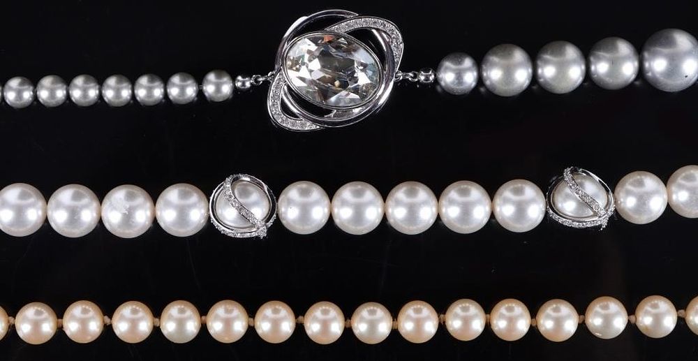 Lot 222228: LADIES DESIGNER FAUX-PEARL NECKLACES SWAROVSKI (3)