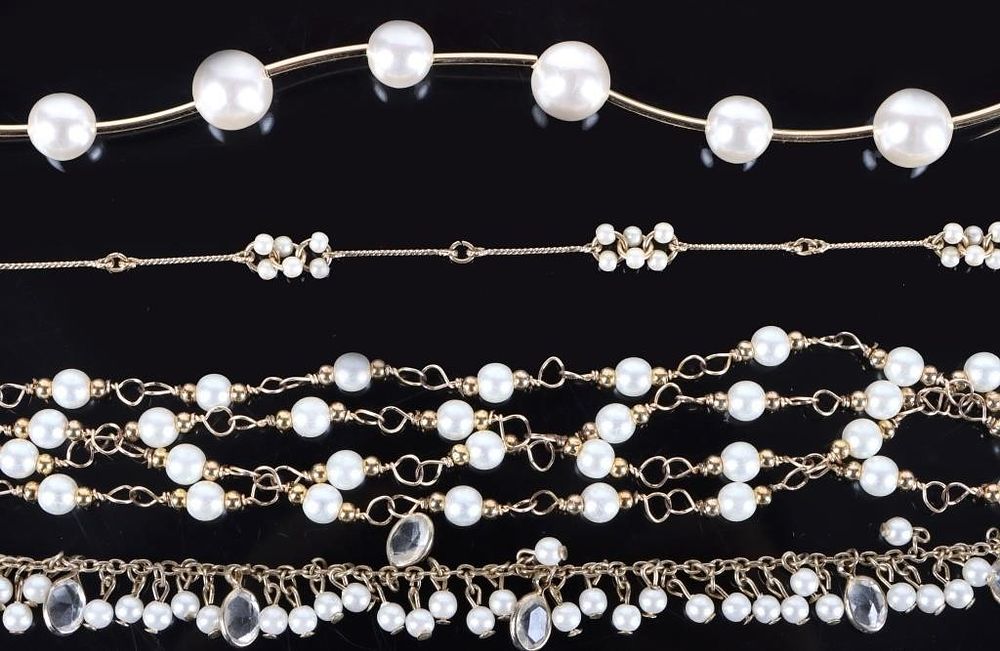 Lot 222229: LADIES GOLD-TONED FAUX-PEARL NECKLACES (4)