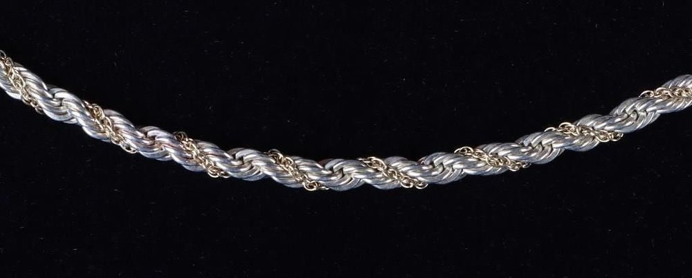 Lot 222234: TIFFANY & CO 18K & STERLING SILVER ROPE NECKLACE