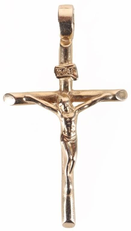 Lot 222261: 14K YELLOW GOLD CRUCIFIX PENDANT CHRISTIAN JESUS