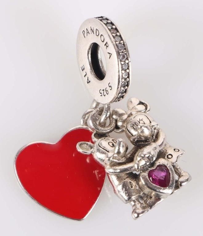 Lot 222304: PANDORA DISNEY RUBY STERLING SILVER CHARMS