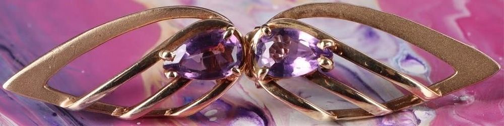 Lot 222309: 14K YELLOW GOLD LADIES LEAF EARRINGS W/ AMETHYST