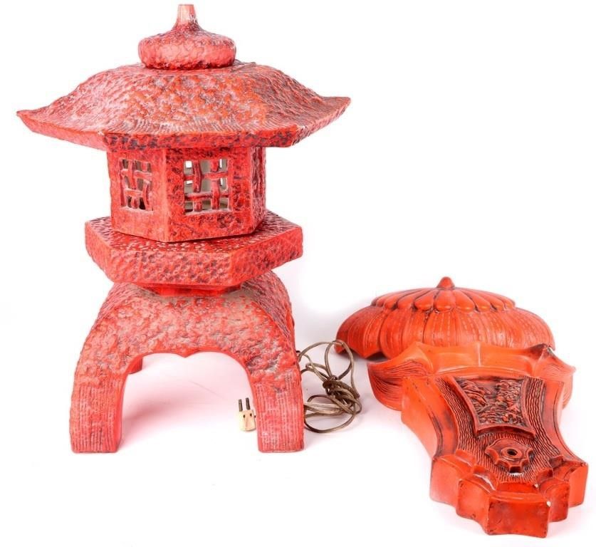 Lot 222363: ORIENTAL CERAMIC LAWN ORNAMENTS LOT OF THREE