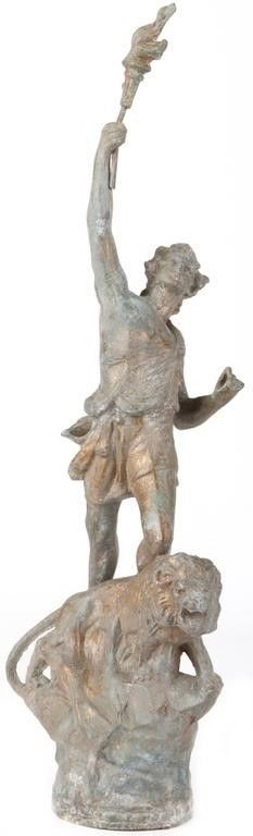 Lot 222369: LE POUVOIR ANTIQUE 1900 SPELTER METAL SCULPTURE