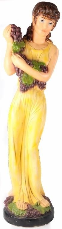 Lot 222373: VINTAGE WOMAN W/ GRAPES PAINTED RESIN LARGE STATUE