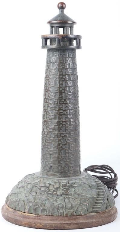 Lot 222387: MID 20TH C. BRONZE LIGHTHOUSE TABLE LAMP