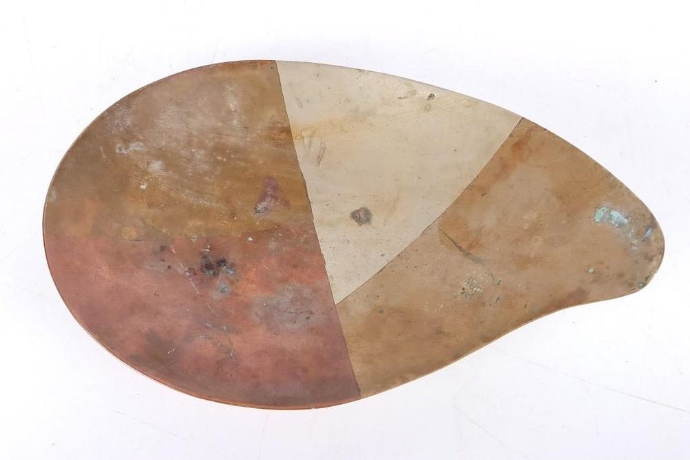 Lot 222429: MIDCENTURY MODERN COPPER & BRASS MEXICAN TRAY