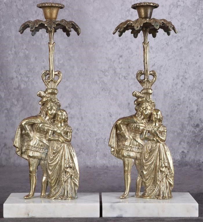 Lot 223370: ANTIQUE VICTORIAN BRASS CANDLE HOLDER SET