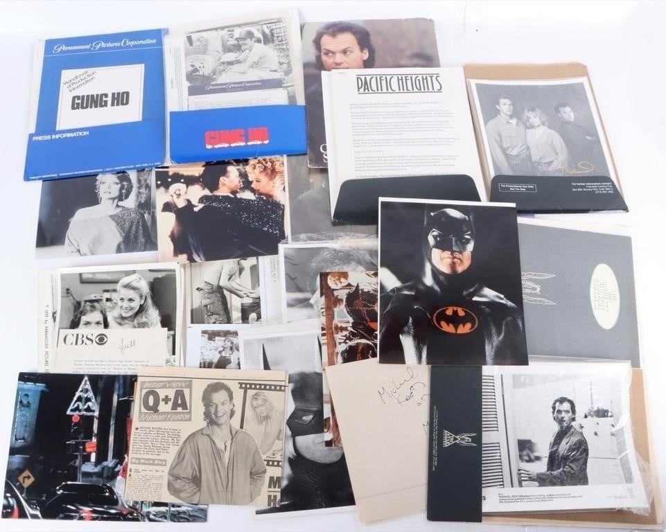 Lot 223382: MICHAEL KEATON AUTOGRAPHED PHOTOS & PRESS KITS