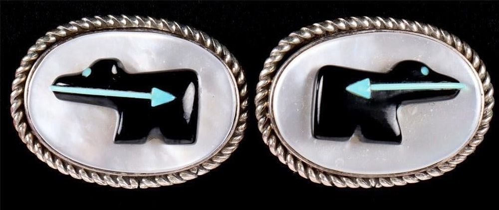 Lot 223391: 0.925 STU NATACHU SIGNED ANIMAL CARVING EARRINGS
