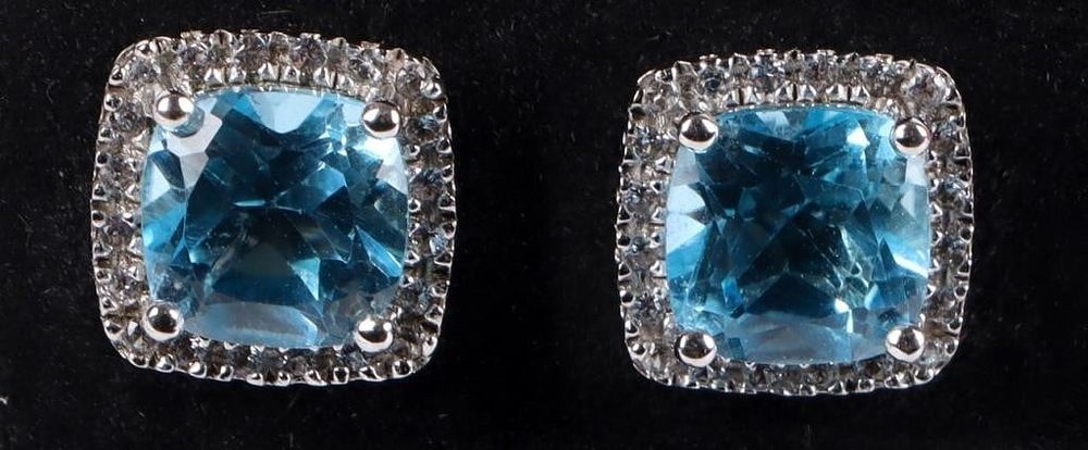 Lot 223396: STERLING SILVER BLUE & WHITE TOPAZ LADIES EARRINGS