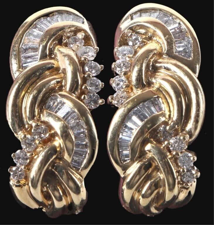 Lot 223403: 14K YELLOW GOLD DIAMOND LADIES EARRINGS - 1.04 CTW